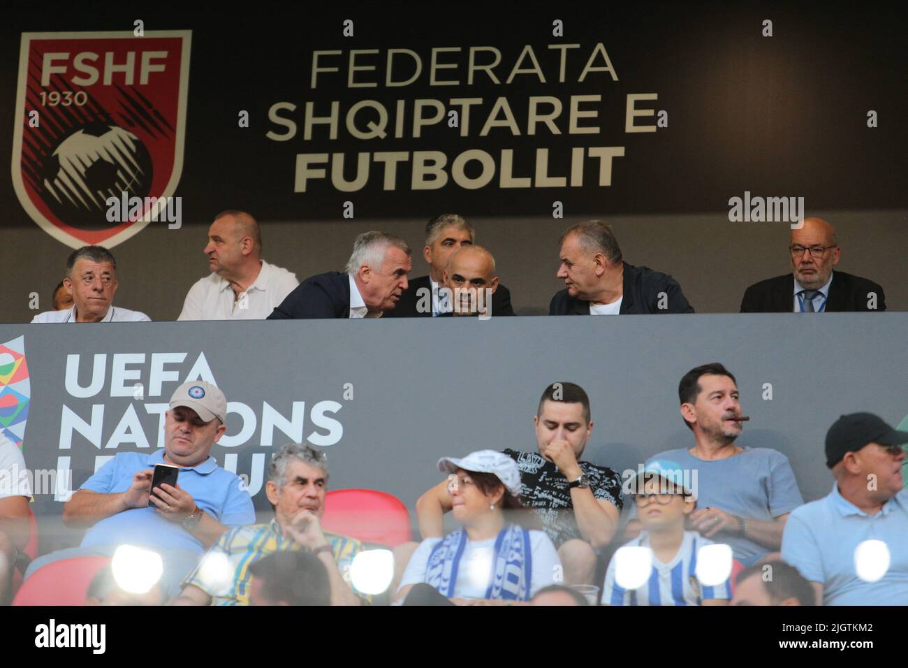 Kf Tirana team during the first round of UEFA Champions League 2022-2023,  football match between Kf Tirana and F91 Dudelange at Air Albania Stadium  Stock Photo - Alamy