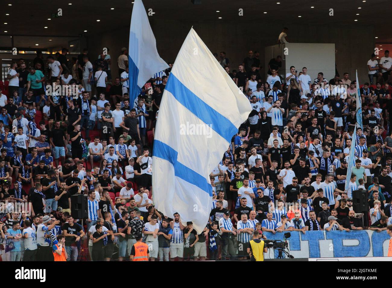 Kf Tirana supporters during the first round of UEFA Champions League  2022-2023, football match between Kf Tirana and F91 Dudelange at Air  Albania Stad Stock Photo - Alamy