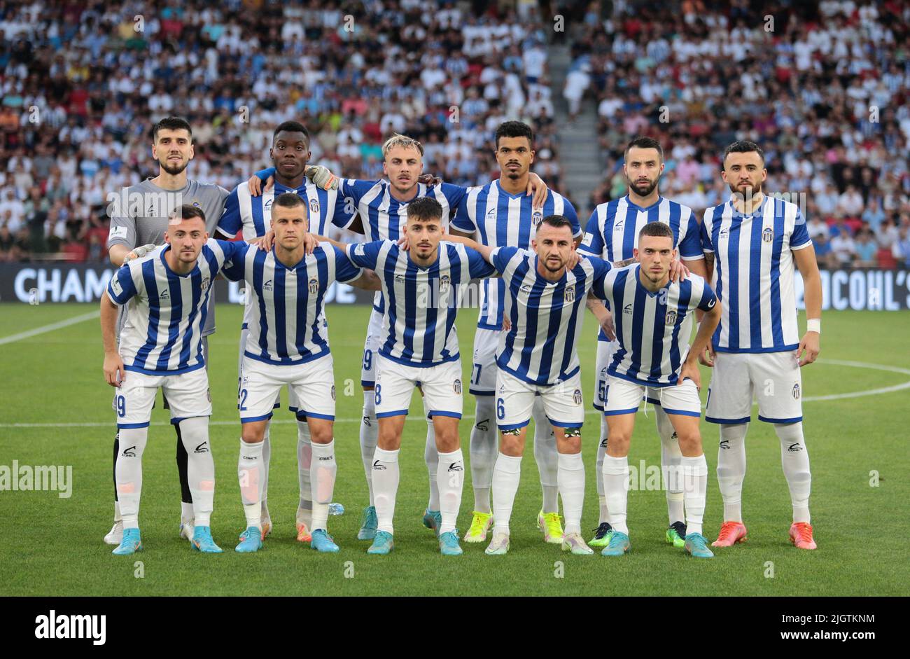 Kf Tirana team during the first round of UEFA Champions League 2022-2023,  football match between Kf Tirana and F91 Dudelange at Air Albania Stadium  Stock Photo - Alamy