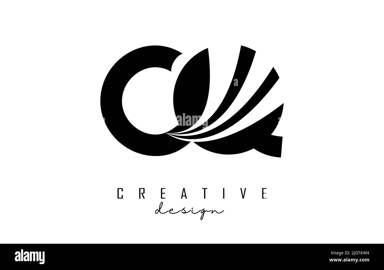Creative black letter Cq c q logo with leading lines and road concept ...