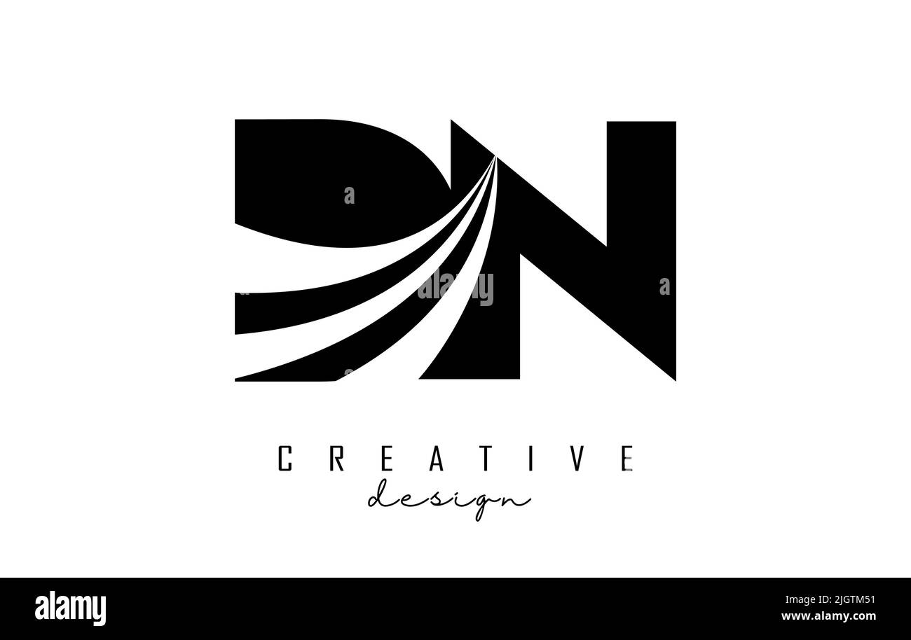 Creative black letter Dn d n logo with leading lines and road concept ...