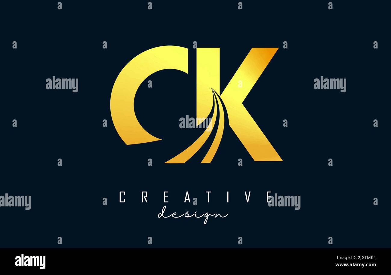Creative golden letter Ck c k logo with leading lines and road concept ...