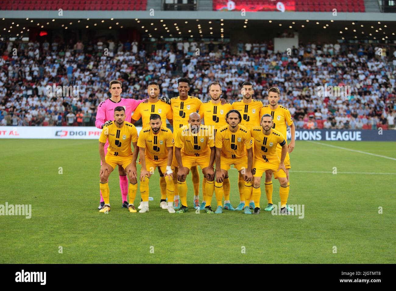 Devid of Kf Tirana, Mehdi Kirch of F91 Dudelange and Redon Xhixha of Kf  Tirana during the first round of UEFA Champions League 2022-2023, football  mat Stock Photo - Alamy