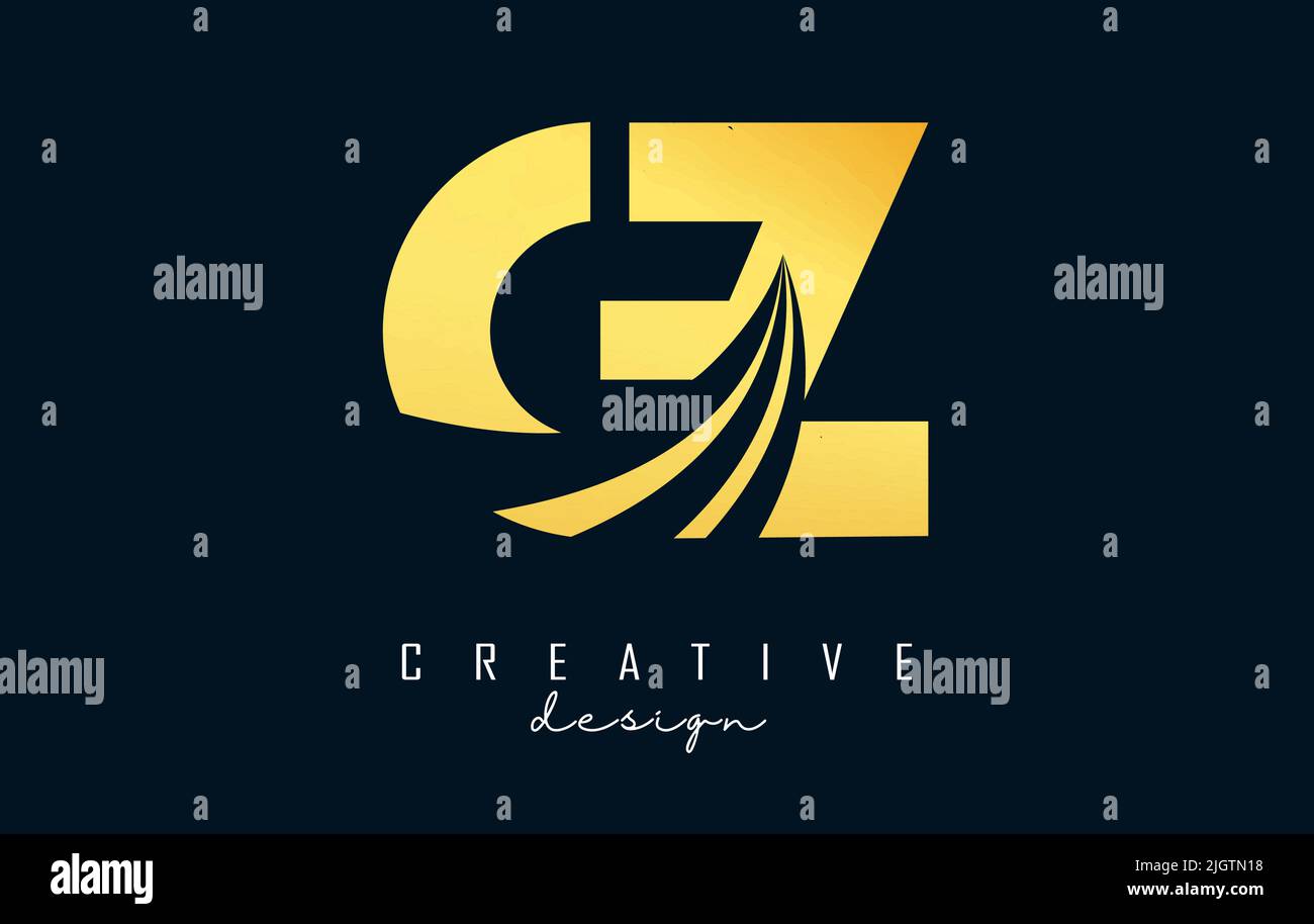 Creative blue letter GZ g z logo with leading lines and road concept design. Letters with geometric design. Vector Illustration with letter and cuts. Stock Vector