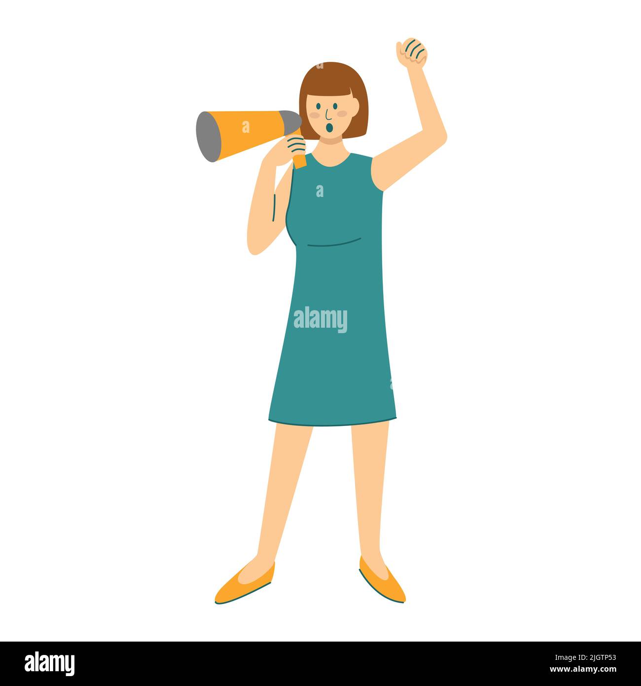 Woman with megaphone protests vector Stock Vector
