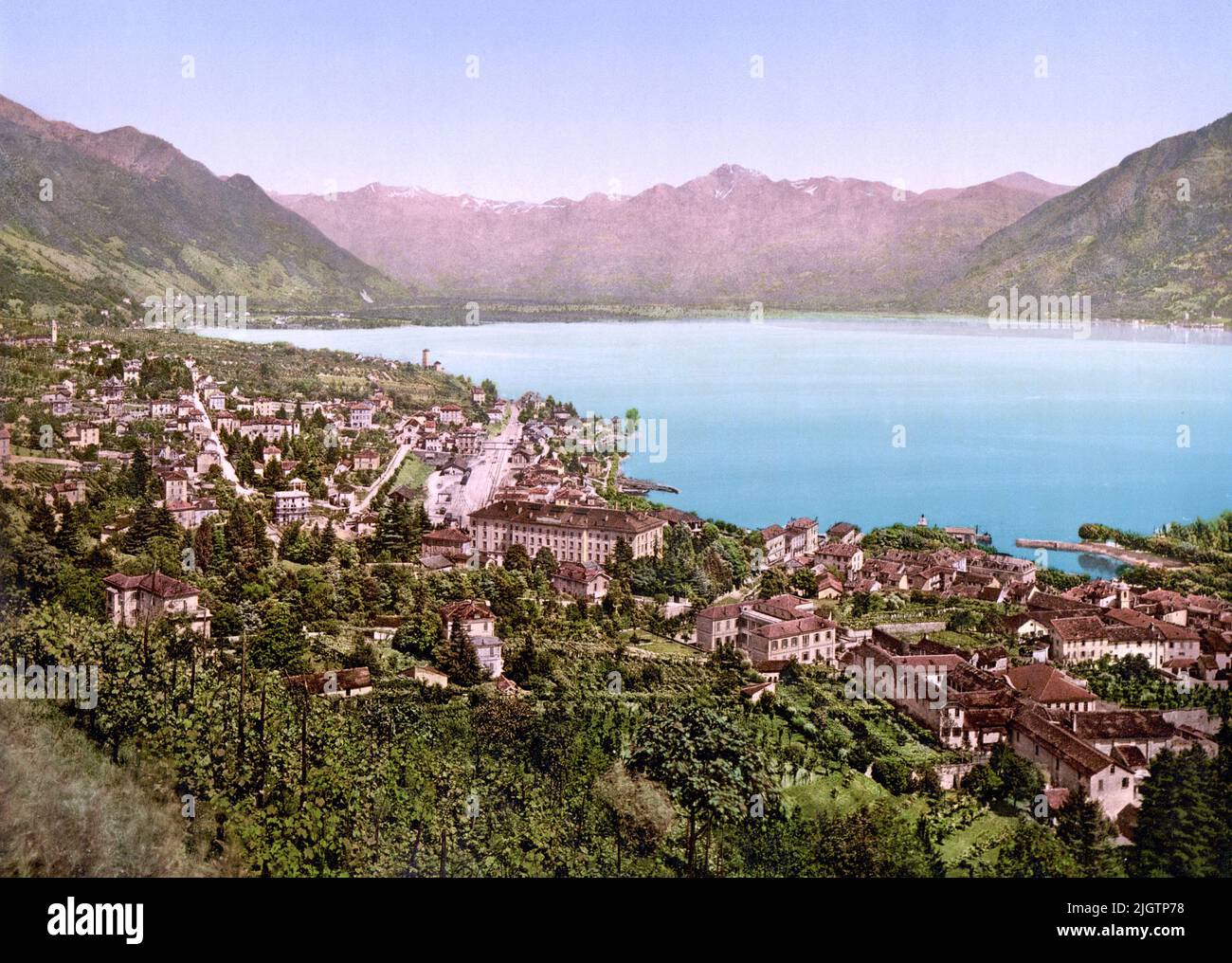Locarno and Lake Maggiore, Ticino, Switzerland 1890. Stock Photo