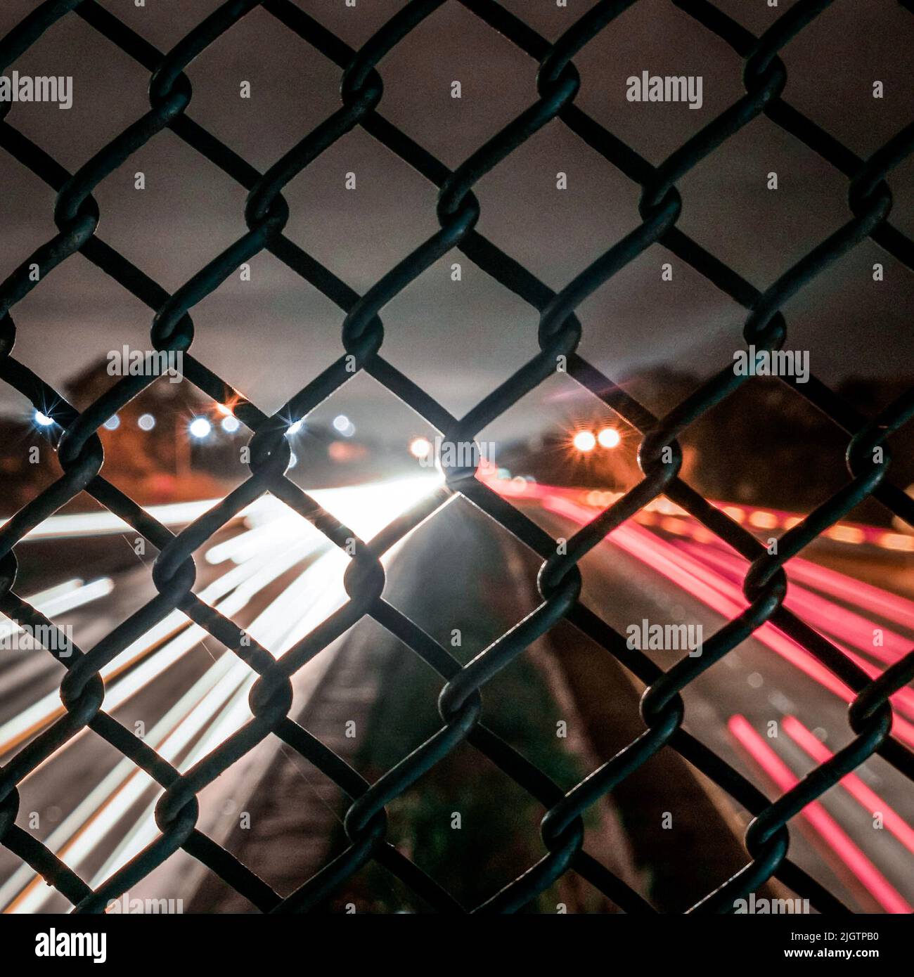 A beautiful long exposure photo of the 5 freeway in Encinitas, California taken from a bridge. Stock Photo