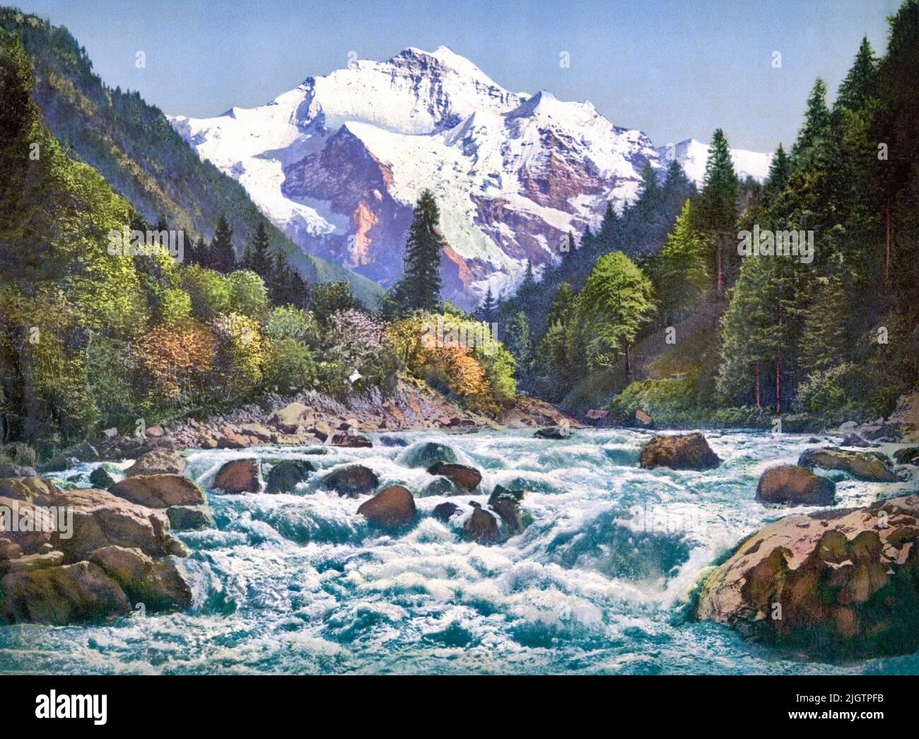 Gorge, Lütschine River, Bernese Oberland, Switzerland 1890. Stock Photo