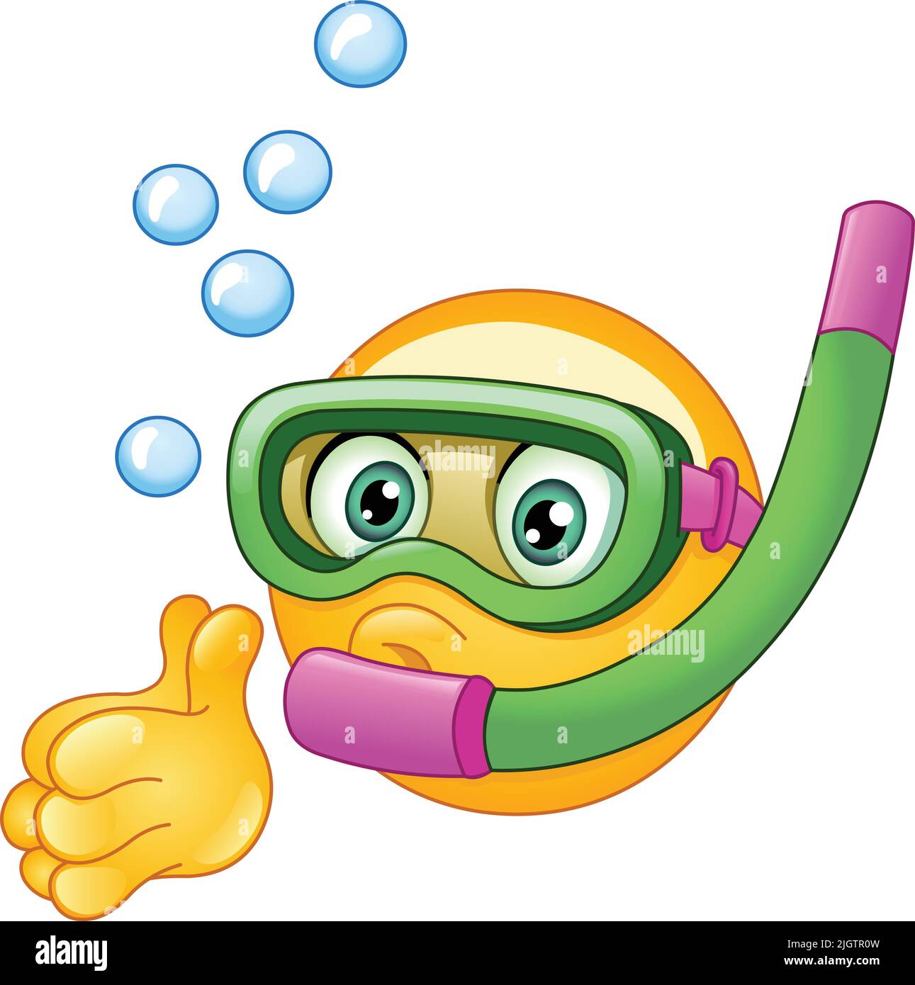 Emoji emoticon snorkeling or diving Stock Vector