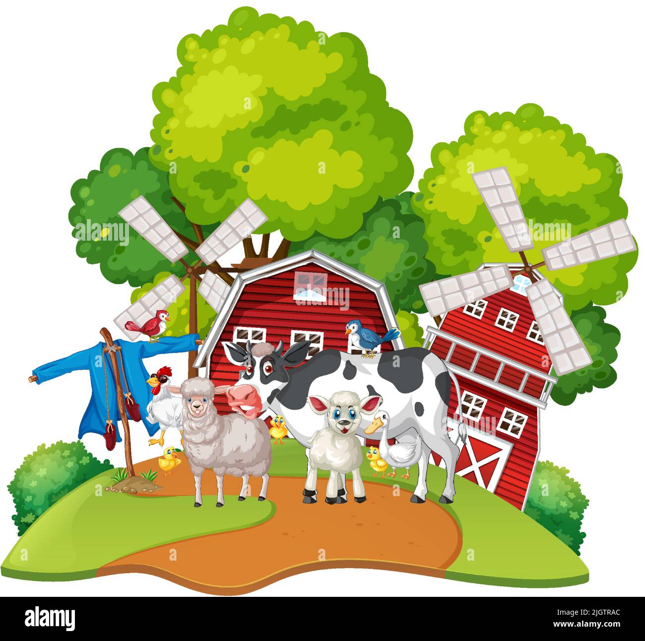 Many farm animals in the farm illustration Stock Vector Image & Art - Alamy