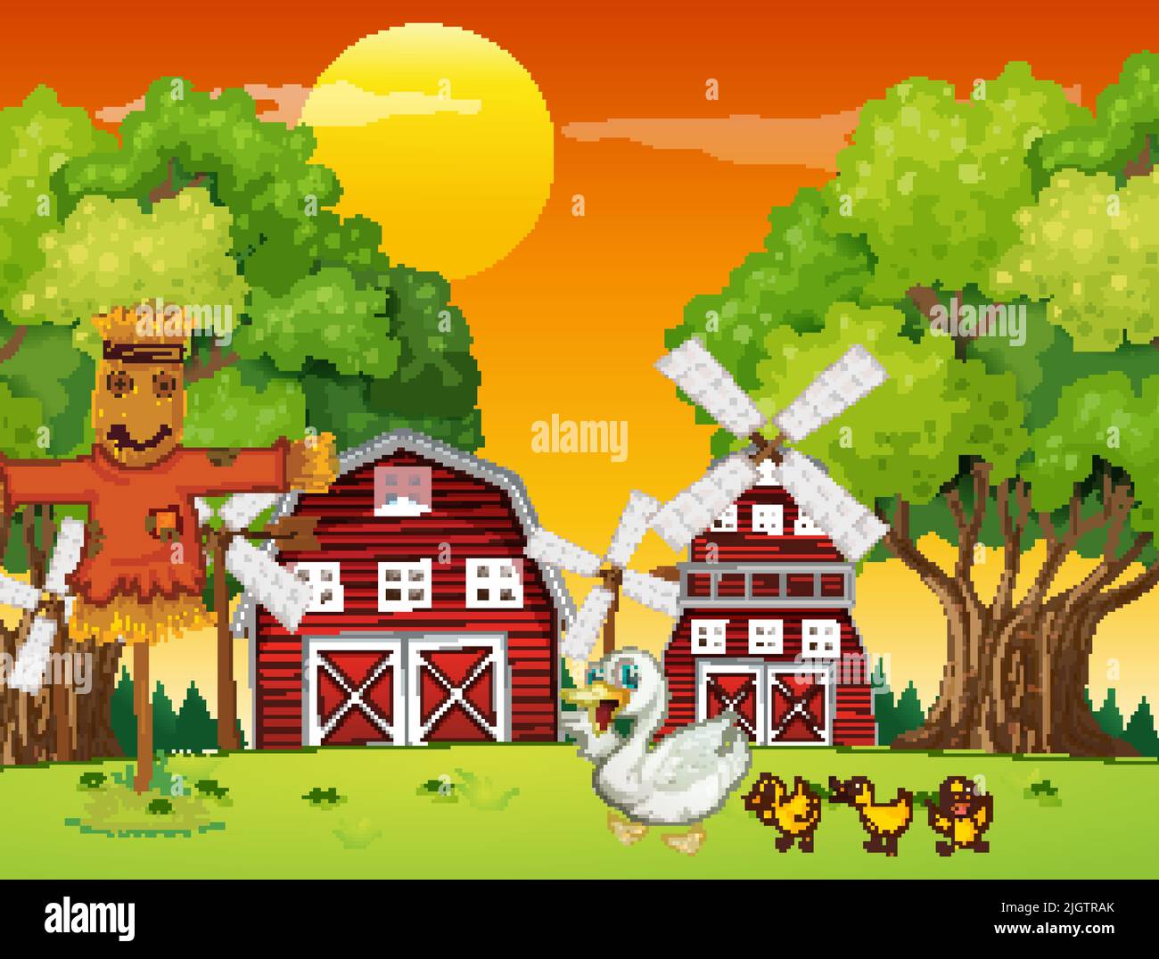 Animals in farm landscape illustration Stock Vector Image & Art - Alamy