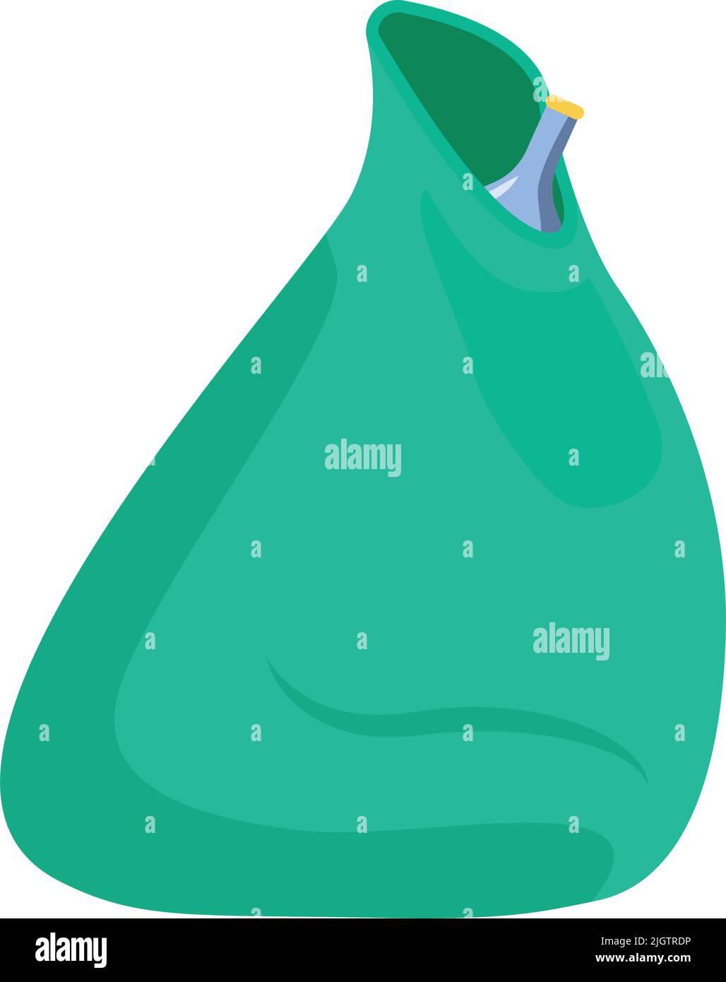 Garbage bag with plastic bottles semi flat color vector object Stock Vector