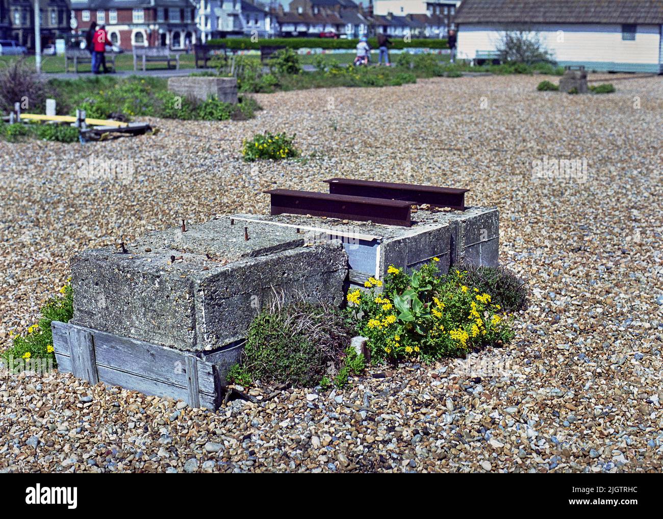 Working Beach, largely abandoned, in South-East Kent, UK. Much evidence left behind from what was a very busy fishing industry since the 18th Century. Stock Photo
