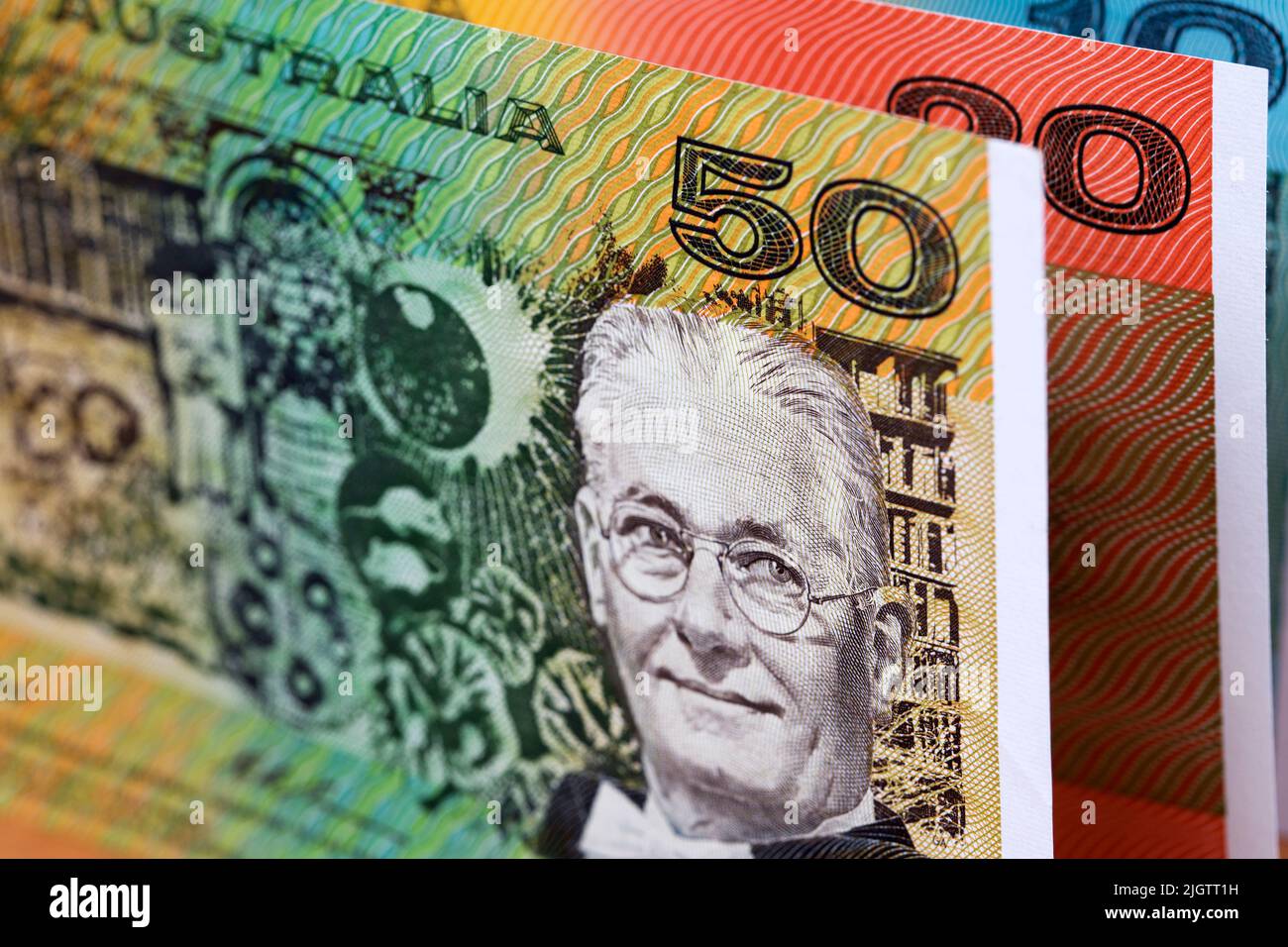 Old Australian money - dollars a business background Stock Photo