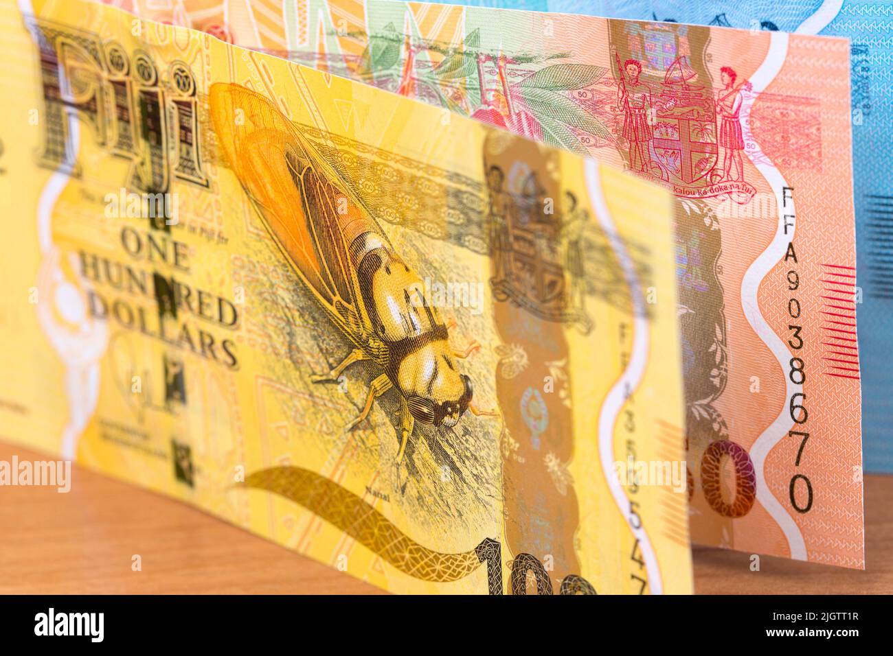 Fijian money - dollasr a business background Stock Photo
