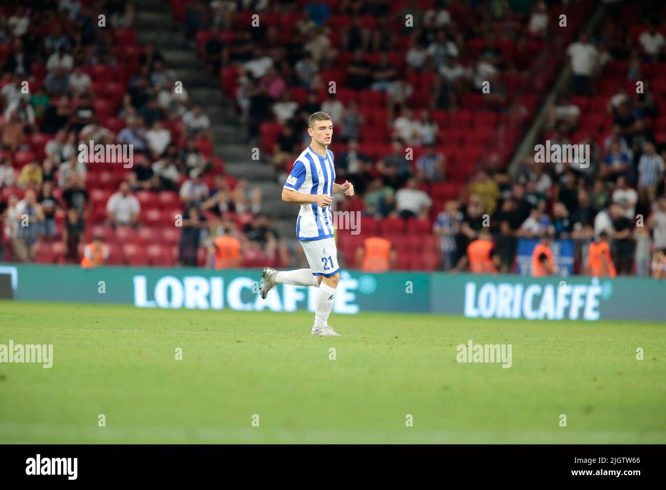 Tirana, Italy. 12th July, 2022. Albano Aleksi of Kf Tirana during the first  round of UEFA Champions League 2022-2023, football match between Kf Tirana  and F91 Dudelange at Air Albania Stadium/Arena Kombetare