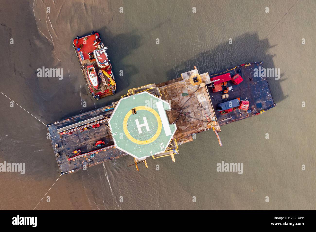 See Monster, a decommissioned North Sea offshore platform that is set to become one of the UK's largest public art installations, arrives in Weston-super-Mare, in North Somerset. Picture date: Wednesday July 13, 2022. Stock Photo