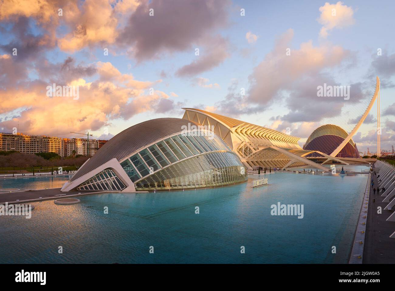 City of Arts and Sciences at sunset (Valencia - Spain) Stock Photo