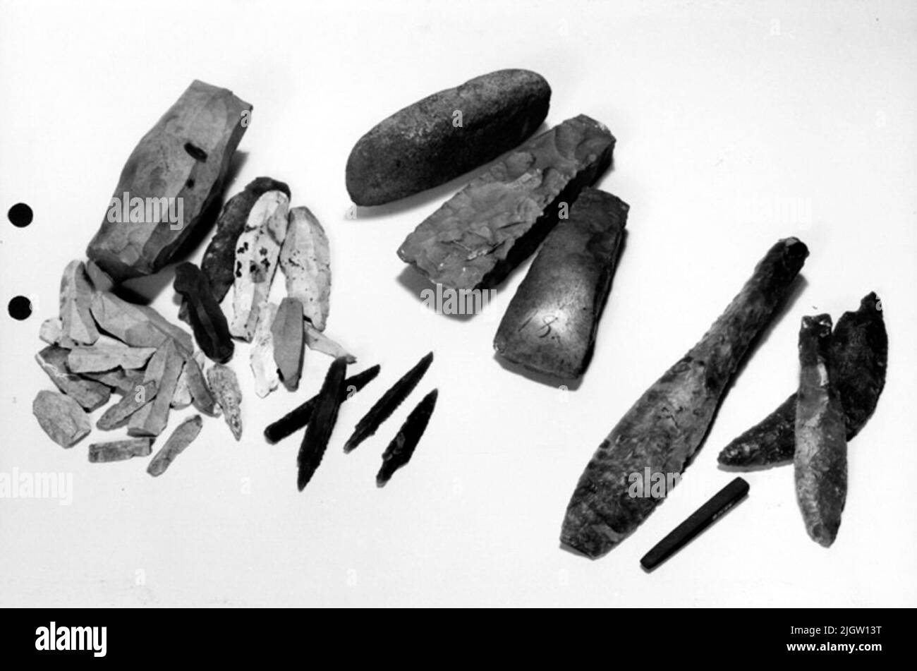 Written on the back: Stone Age tool from find site at Sotenäs. Photographed by: Jan-Eric Sjöberg text see Original Stock Photo