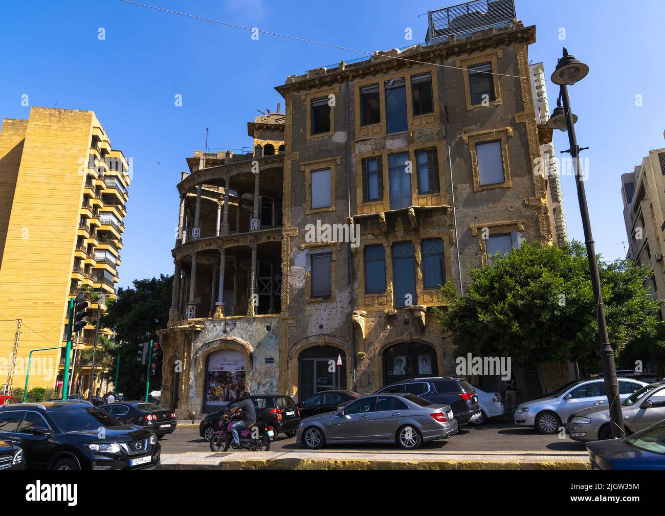 La Maison Jaune Beit Beirut Museum and Urban Cultural Center, Beirut Governorate, Beirut, Lebanon Stock Photo