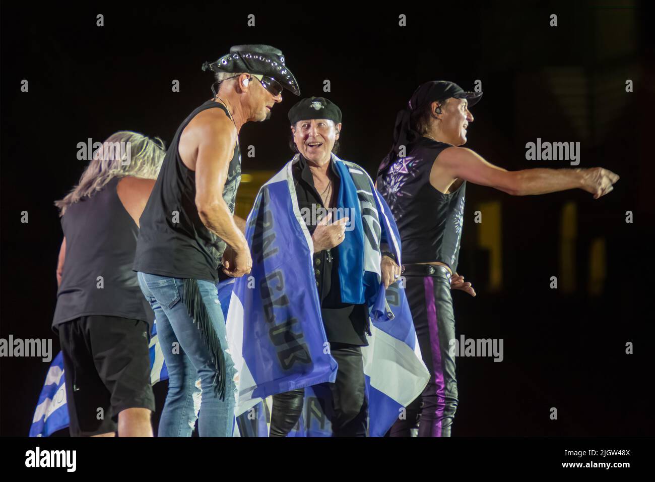 Athens, Greece 6 July 2022. Scorpions live in Athens at the end of the show. Stock Photo