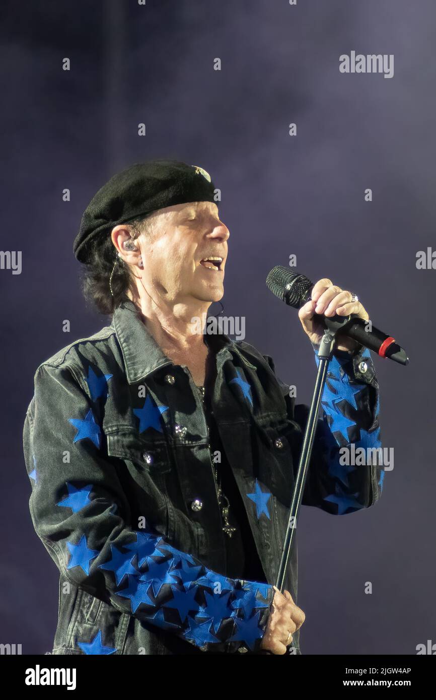 Athens, Greece 6 July 2022. Klaus Meine singing at Scorpions concert in Greece. Stock Photo