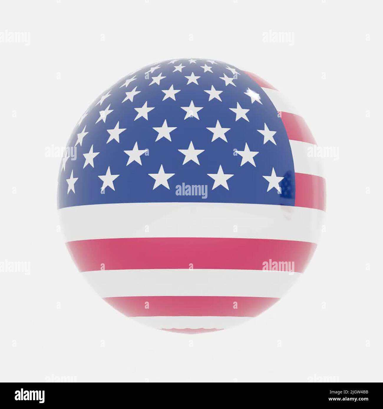 3d render of globe in US countries flag for icon or symbol. Stock Photo