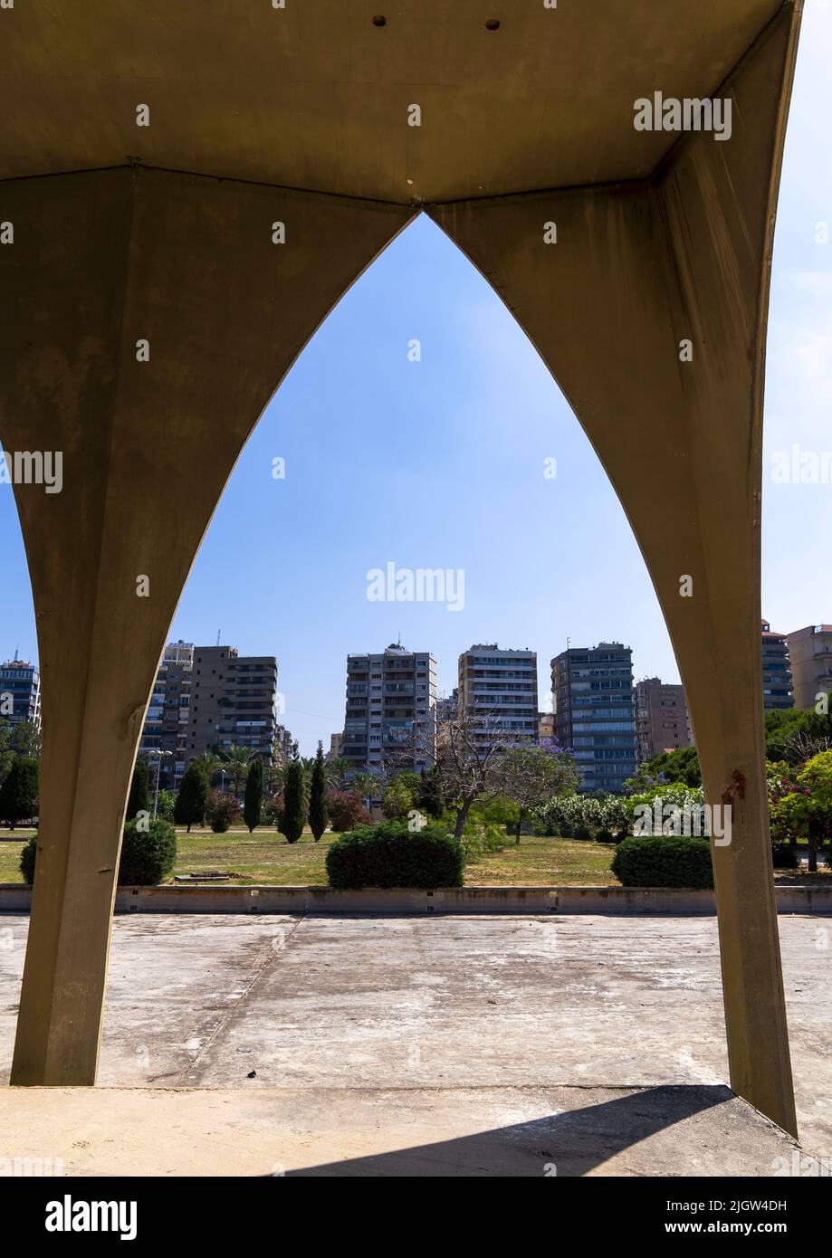 Lebanese pavillon at Rashid Karami International Fair by Oscar Niemeyer, North Governorate, Tripoli, Lebanon Stock Photo