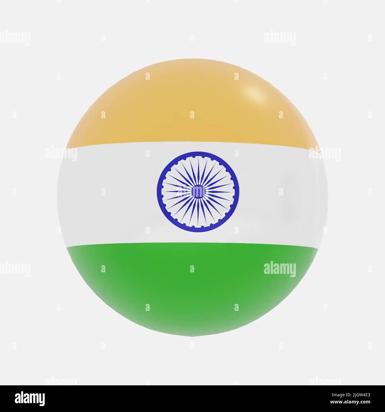 3d render of globe in India countries flag for icon or symbol. Stock Photo