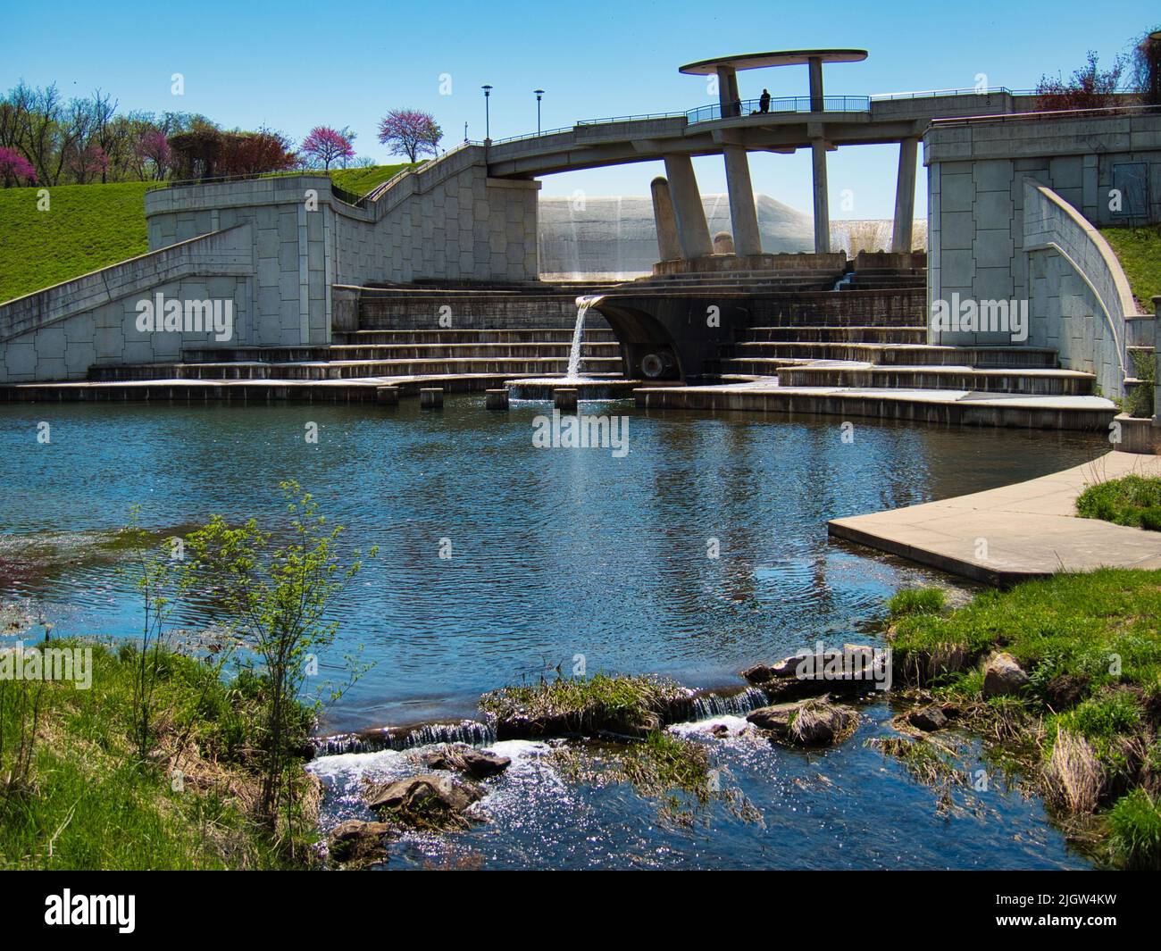 A beautiful view of the Black Hoof Park on Lake Lenexa Dam in Lenexa