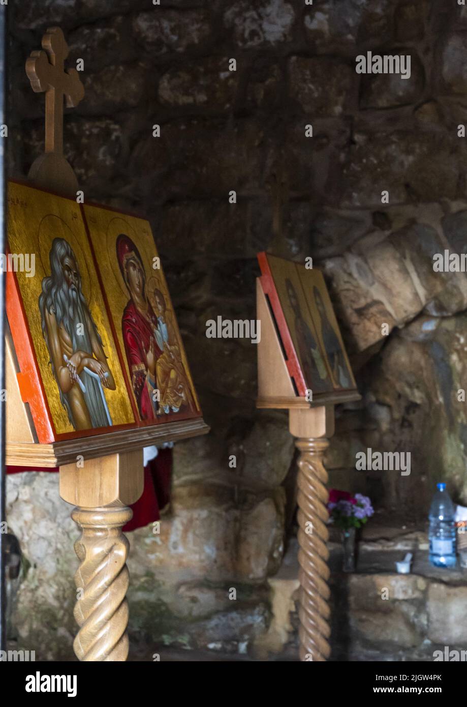 Icons in Mar Nohra Church, Mount Lebanon, Douma, Lebanon Stock Photo