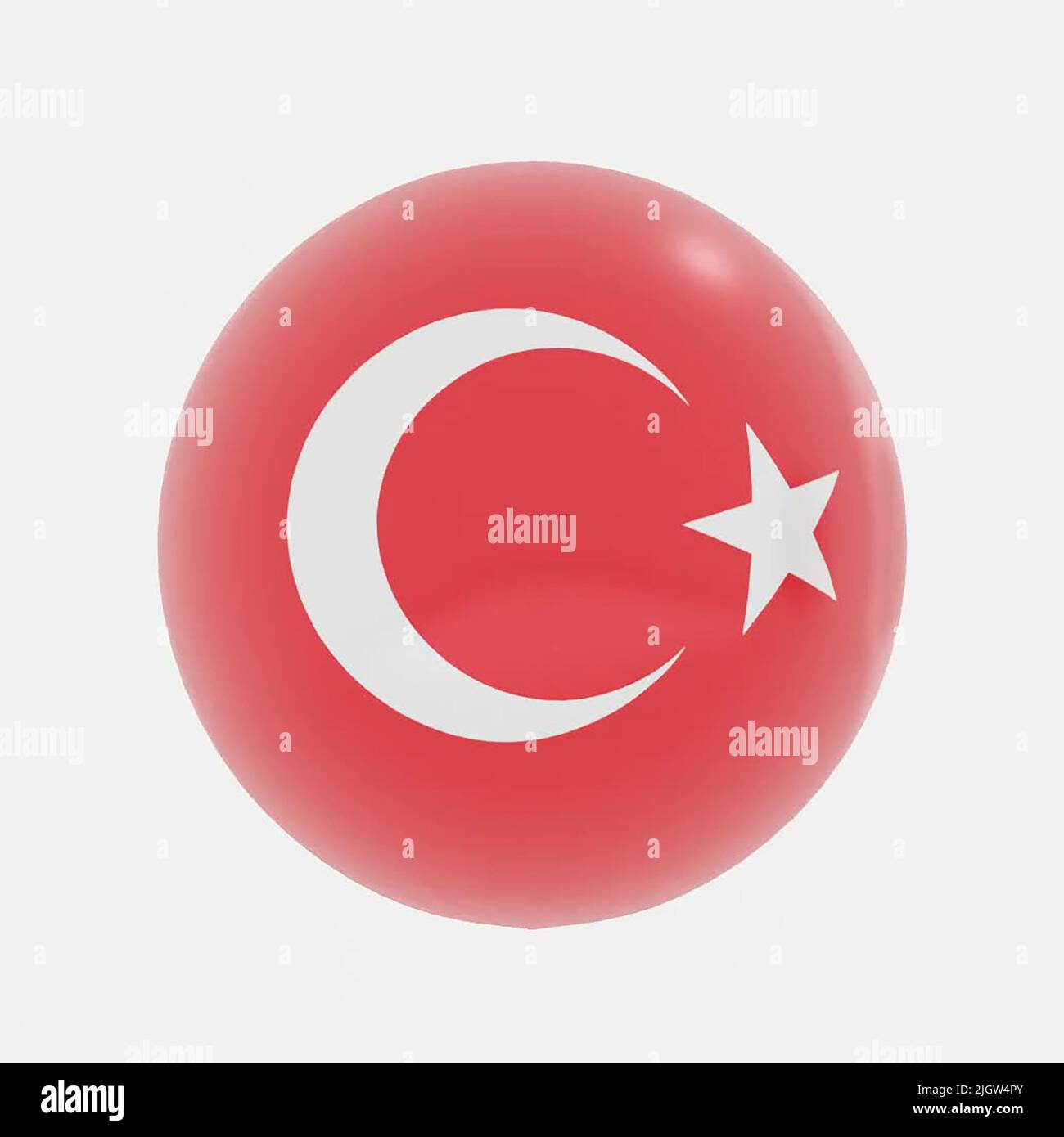 3d render of globe in Turkey countries flag for icon or symbol. Stock Photo