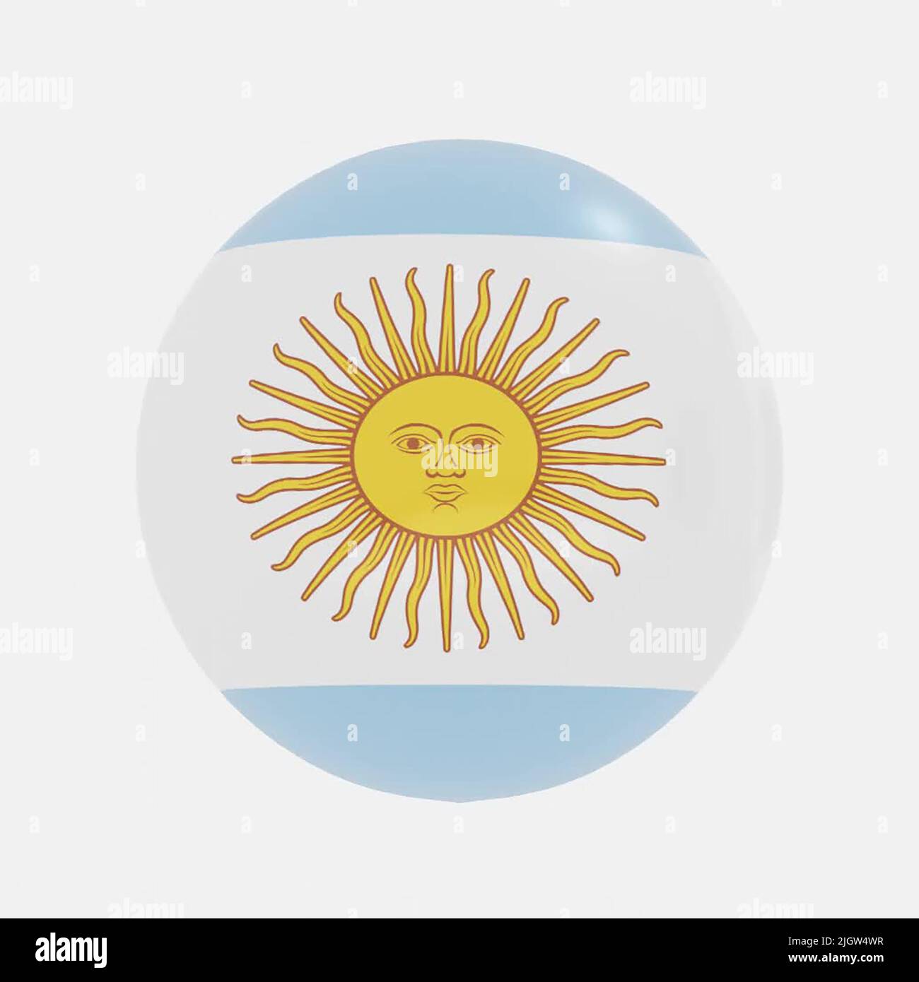 3d render of globe in Argentine countries flag for icon or symbol. Stock Photo
