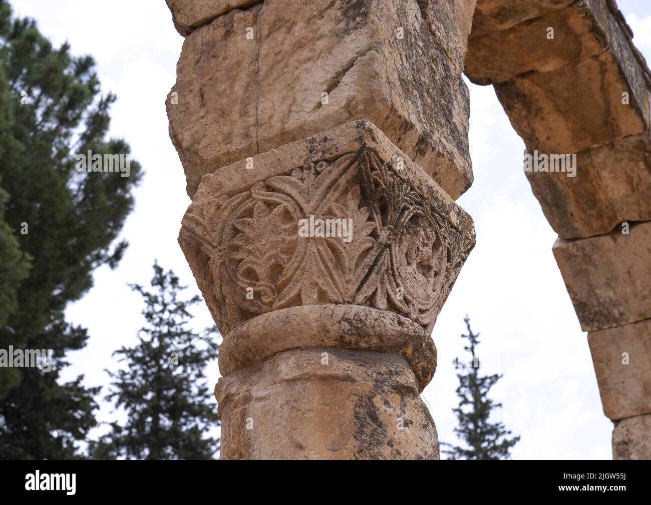 Ruins of the Umayyad Aanjar in Beeka valley, Beqaa Governorate, Anjar, Lebanon Stock Photo