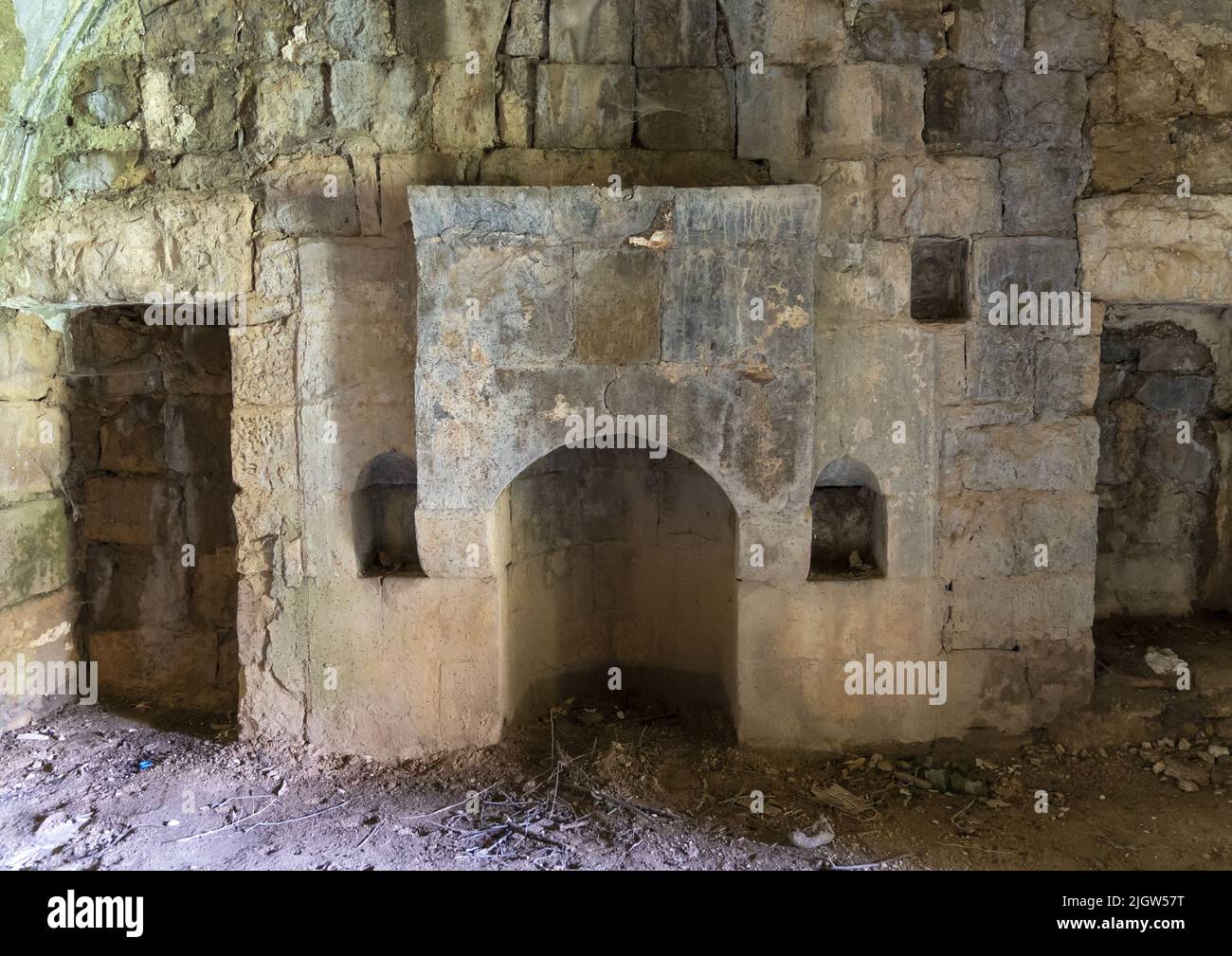 Old chime in Ali Pacha Joumblatt abandonned palace, Mount Lebanon Governorate, Baadarane, Lebanon Stock Photo