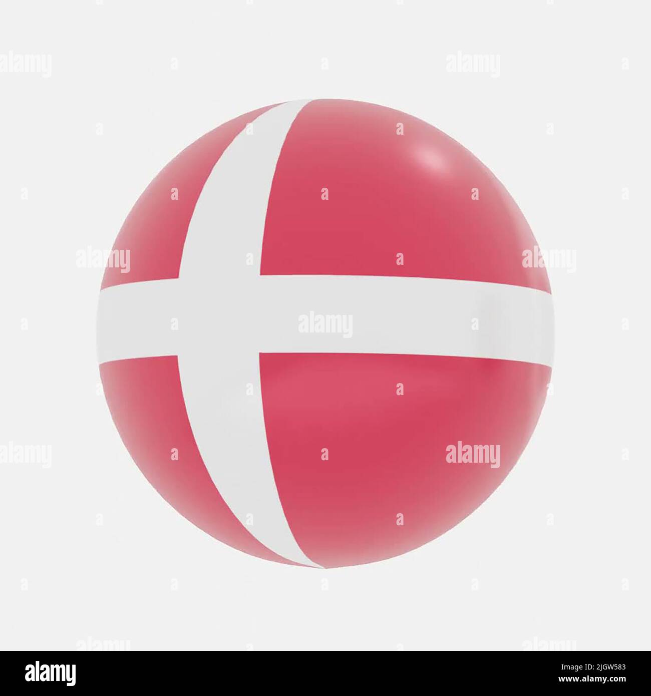 3d render of globe in Denmark flag for icon or symbol. Stock Photo
