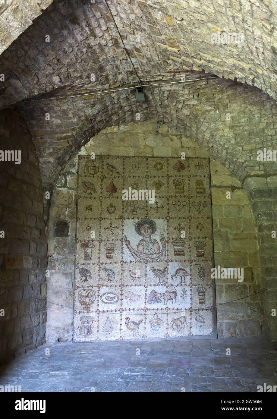 Byzantine mosaic tiles in Beiteddine Palace museum, Mount Lebanon Governorate, Beit ed-Dine, Lebanon Stock Photo