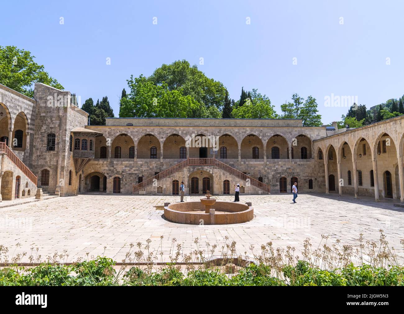 19th-century Beiteddine Palace courtyard, Mount Lebanon Governorate, Beit ed-Dine, Lebanon Stock Photo