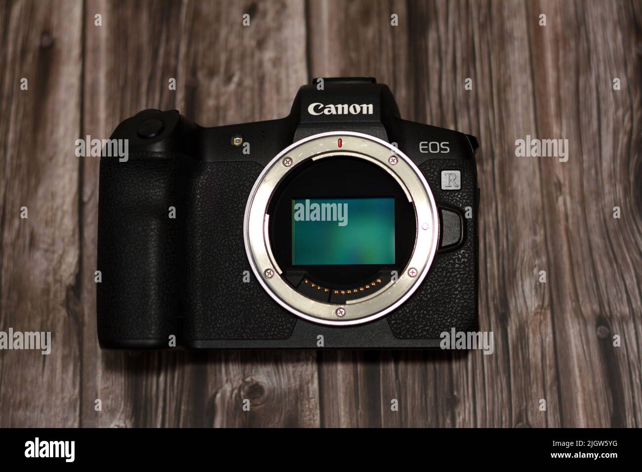 Cairo, Egypt, June 11 2022 Front view of Canon EOS R full frame