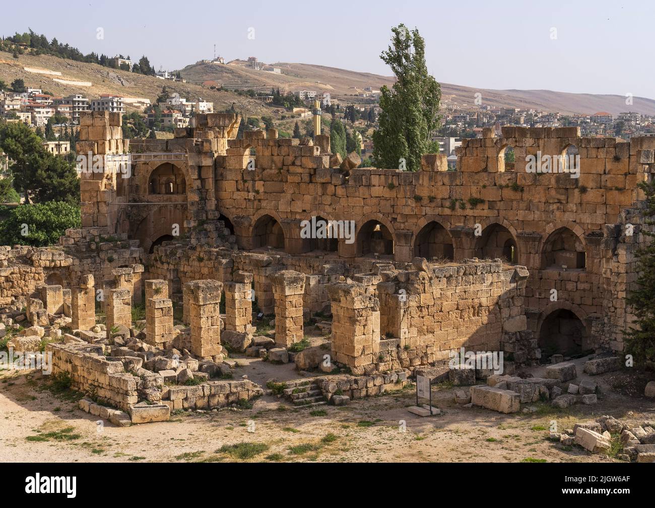 Antique ruins at the archeological site, Baalbek-Hermel Governorate, Baalbek, Lebanon Stock Photo