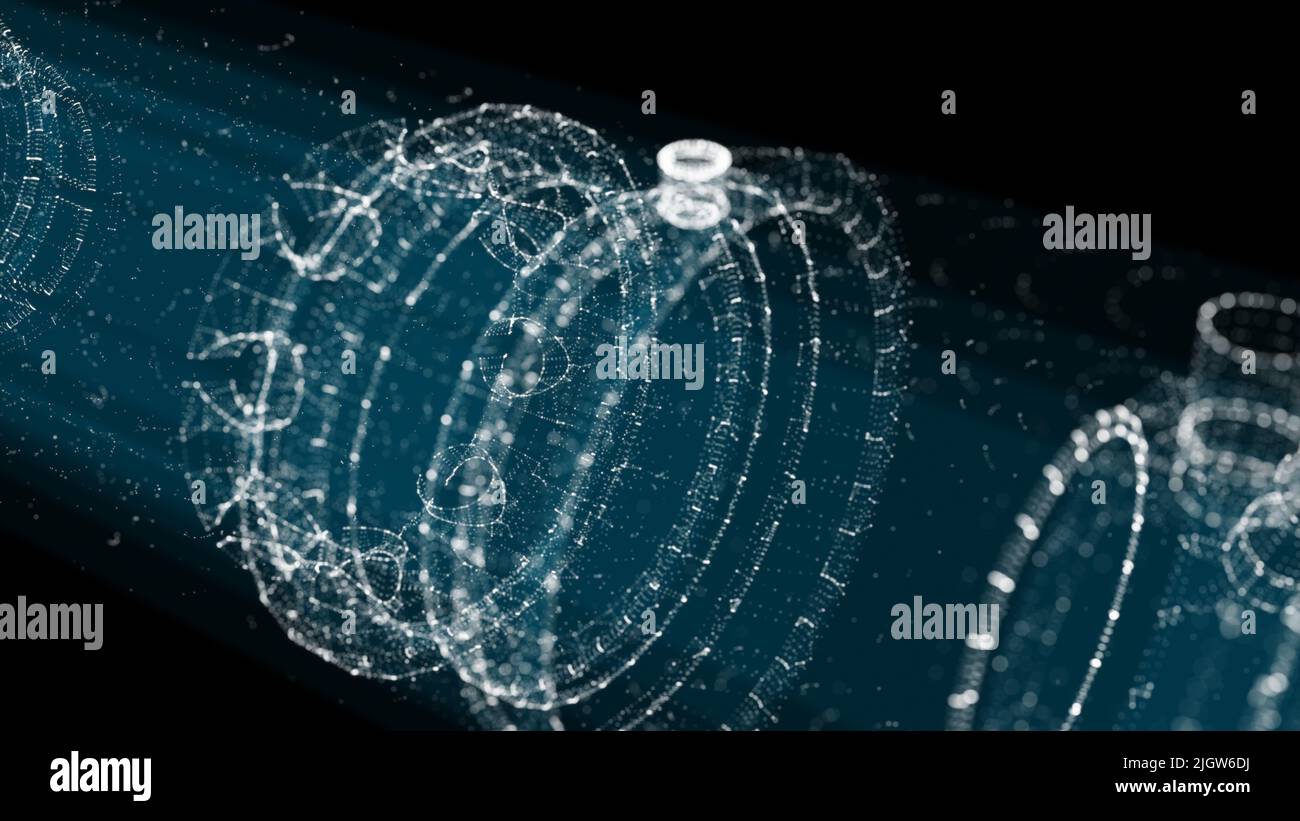 A glowing hologram of a mechanical object Stock Photo - Alamy