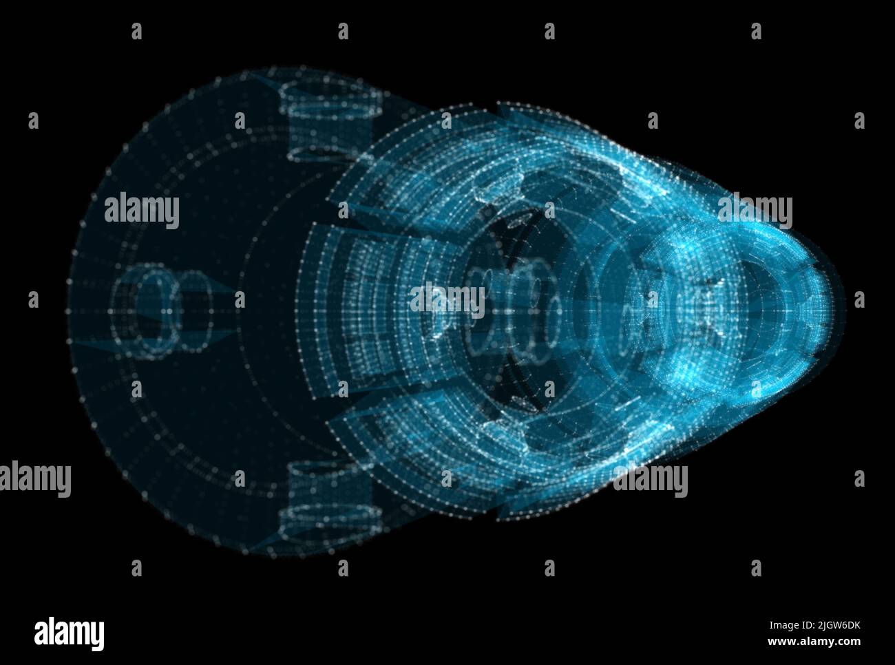 A glowing hologram of a mechanical object Stock Photo - Alamy