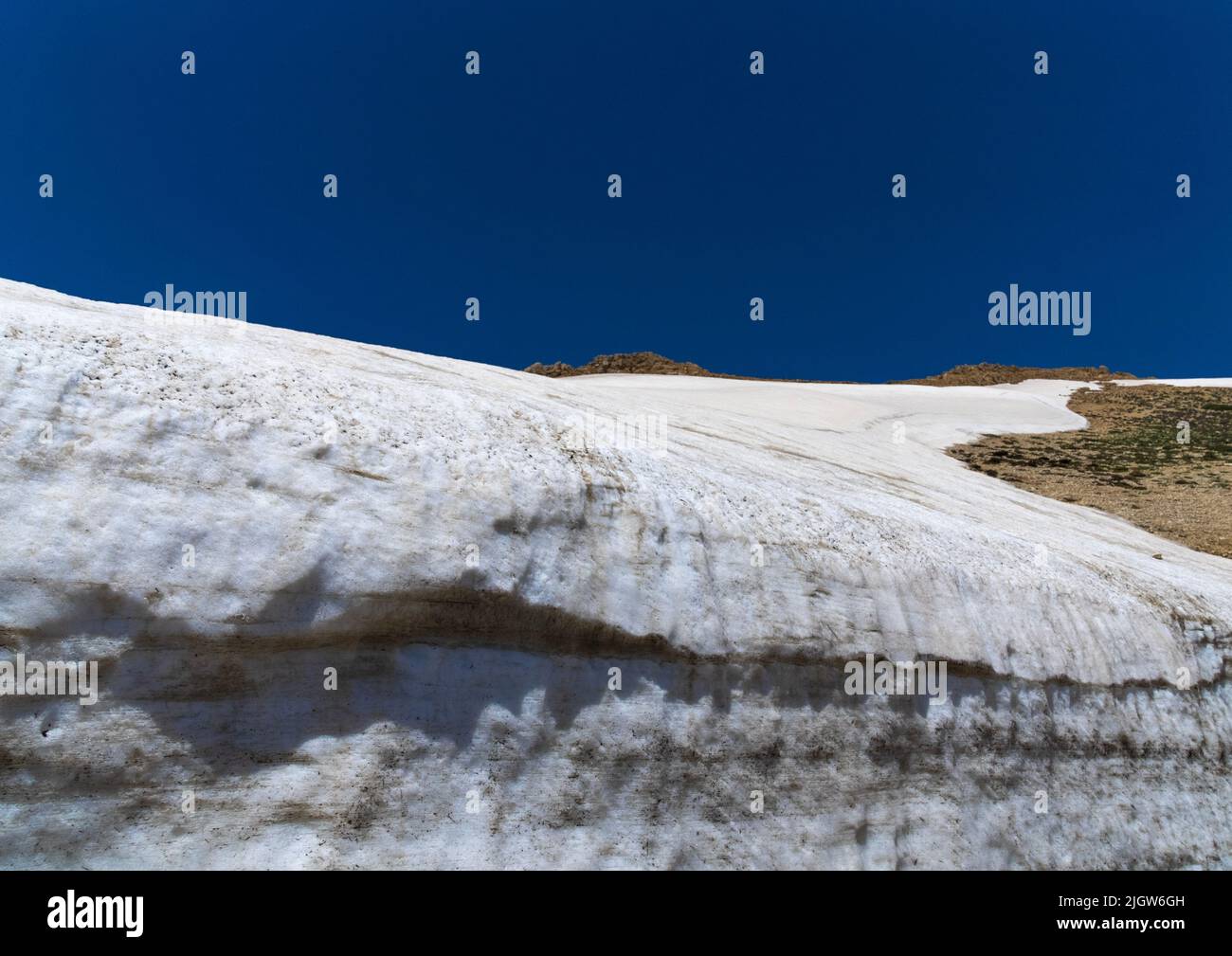 Snow in the mountain, North Governorate, Daher el Kadib, Lebanon Stock Photo