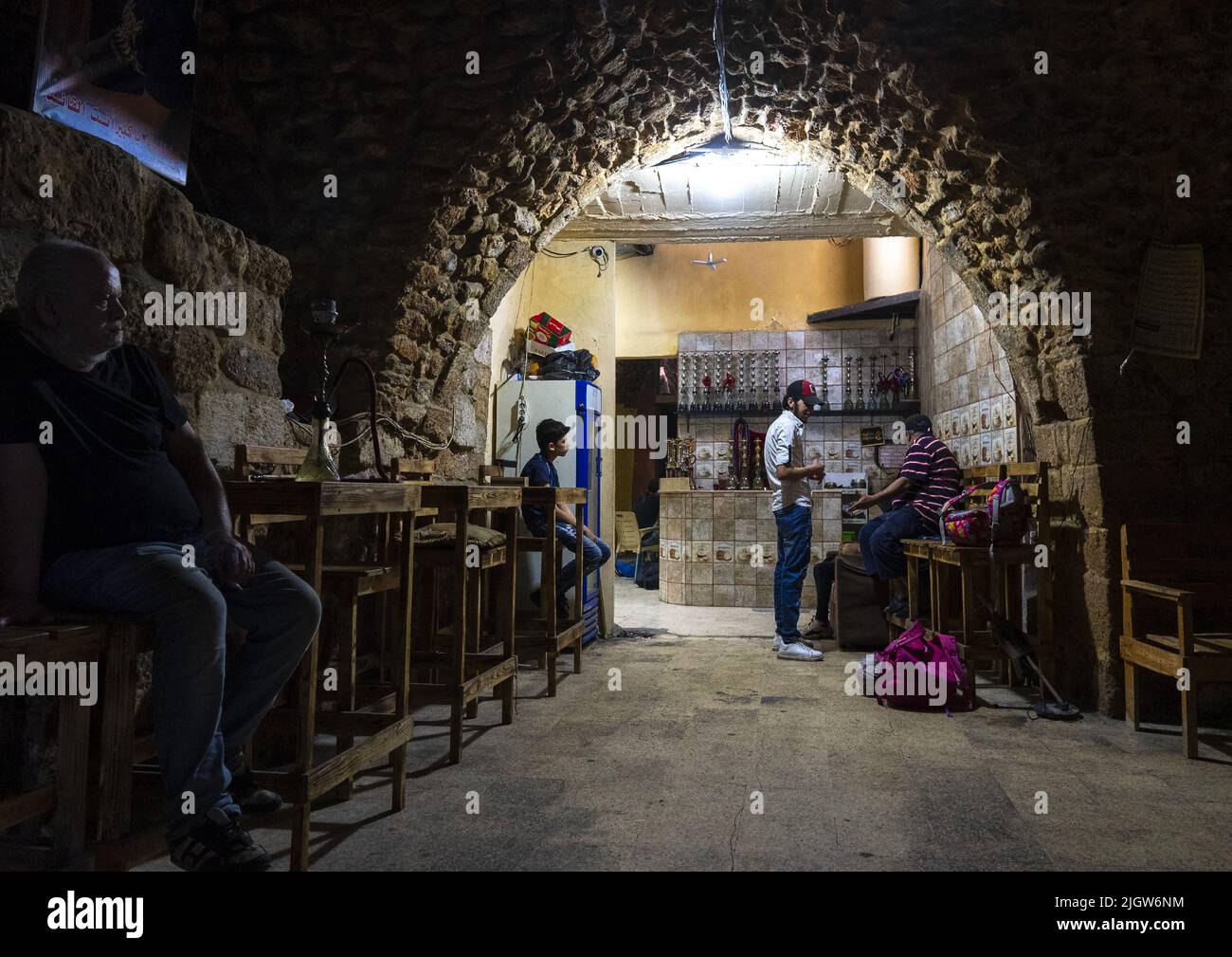 Shisha bar in the old souk, North Governorate, Tripoli, Lebanon Stock Photo