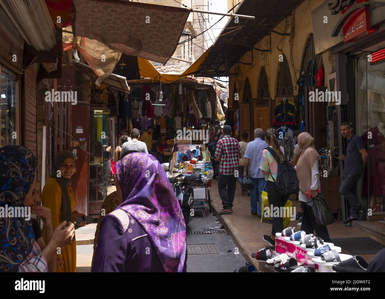 Lebanese people in the in the old souk, North Governorate, Tripoli, Lebanon Stock Photo