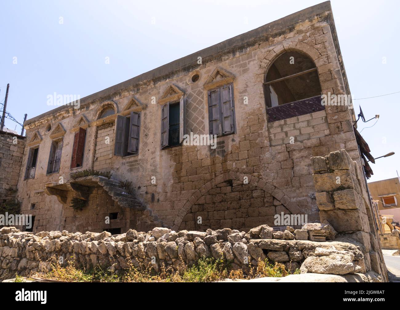 Old traditional lebanese house in a village, North Governorate, Anfeh, Lebanon Stock Photo