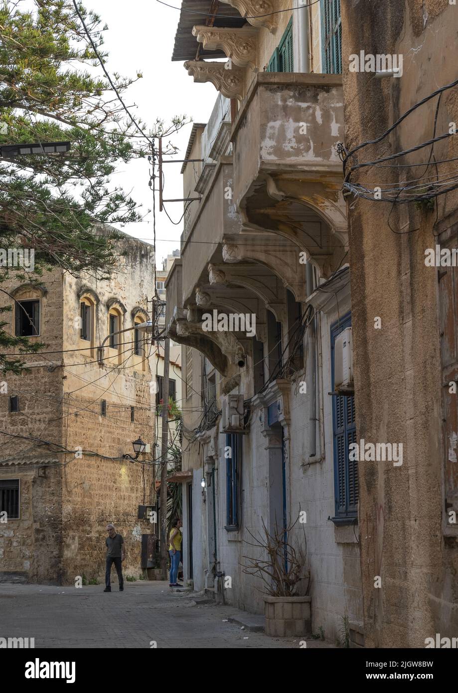 Old traditional lebanese houses in El Mina, North Governorate, Tripoli, Lebanon Stock Photo