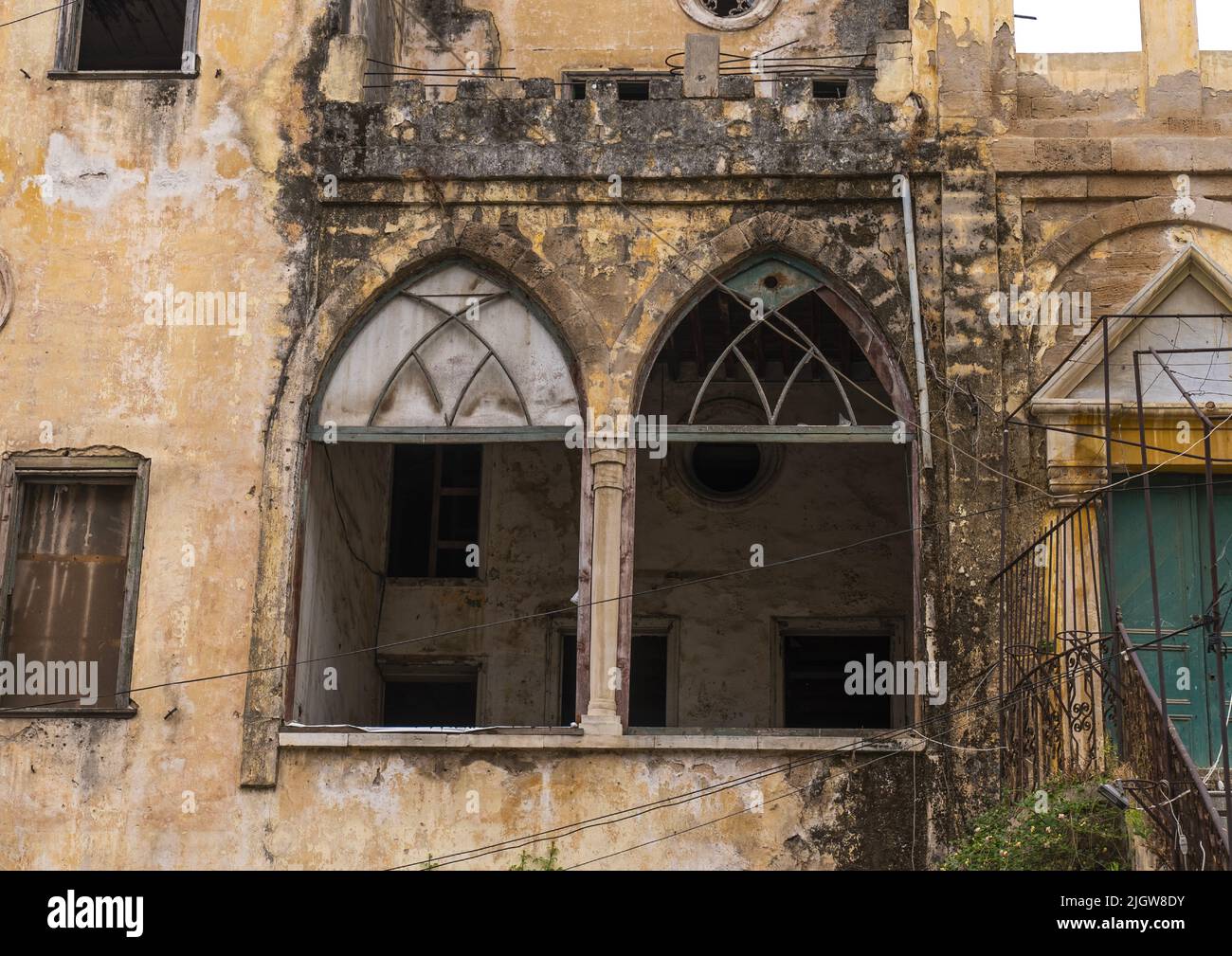 Old traditional abandoned lebanese house, North Governorate, Tripoli, Lebanon Stock Photo