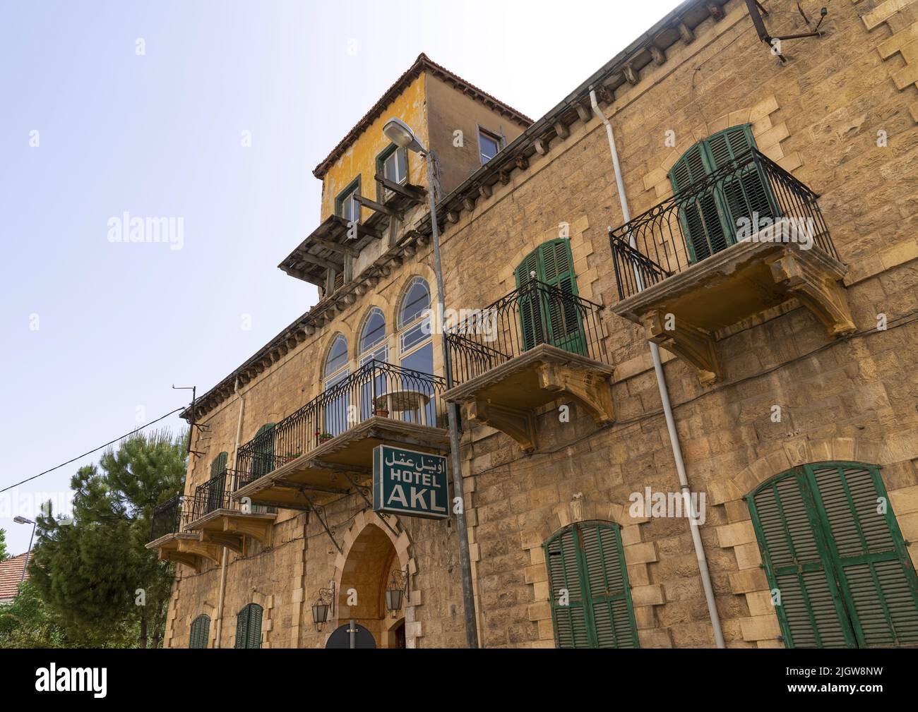 Old traditional lebanese Ake hotel, Beqaa Governorate, Zahle, Lebanon Stock Photo
