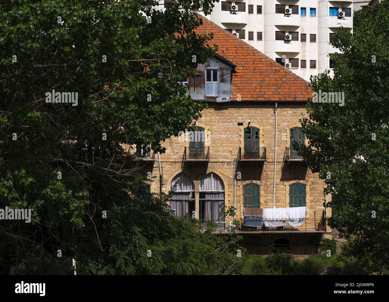 Old traditional lebanese houses, Beqaa Governorate, Zahle, Lebanon Stock Photo